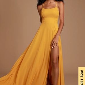 NWT Mustard Yellow Backless Maxi Dress